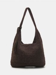 Pleciona torebka hobo na ramię z chwostem - brązowy. Brązowe torby na ramię Sinsay, bez wzorów, na ramię, bez dodatków. Za 59.99 zł.