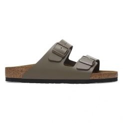 BIRKENSTOCK Arizona NL Concrete Gray Klapki damskie. Szare klapki Birkenstock, bez wzorów, z materiału, z otwartym noskiem, bez obcasa. Za 449.99 zł.