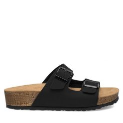 Klapki Inblu. Czarne klapki Inblu, bez wzorów, bez obcasa. Za 119.99 zł.