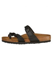 Birkenstock Japonki "Mayari" w kolorze czarnym rozmiar: 38. Czarne klapki Birkenstock, bez wzorów, bez obcasa. Za 351.95 zł.