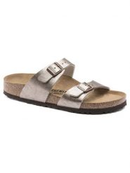 Birkenstock Klapki "Sydney" w kolorze szarobrązowym rozmiar: 41. Brązowe klapki Birkenstock, bez wzorów, z materiału, z otwartym noskiem, bez obcasa. Za 313.27 zł.