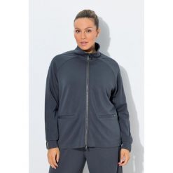 Damskie Bluza rozpinana chłodząca stójka długi rękaw. Fioletowe bluzy Ulla Popken, plus size, bez wzorów, z elastanu, bez kaptura. Za 349.99 zł.