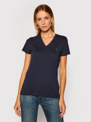 Tommy Hilfiger T-Shirt Heritage V-Neck Tee WW0WW24969 Granatowy Regular Fit. Niebieskie t-shirty TOMMY HILFIGER, xs, bez wzorów, z bawełny, bez kołnierzyka, bez ramiączek. Za 99.99 zł.