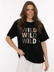 Zwillingsherz Koszulka "Wild Wild Wild" w kolorze czarnym rozmiar: L. Czarne bluzki Zwillingsherz, l, bez wzorów, z bawełny, bez kołnierzyka, bez ramiączek. Za 82.99 zł.