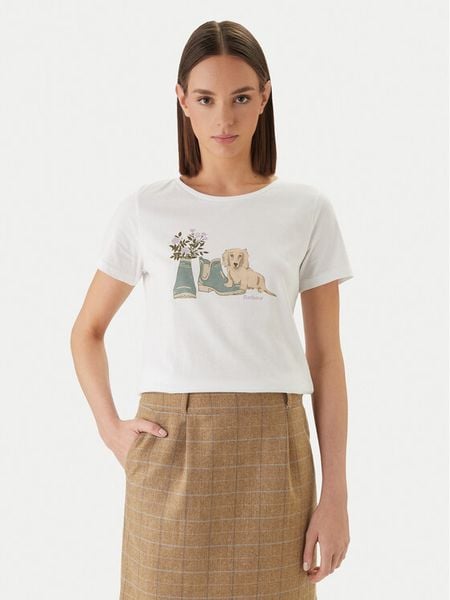 Barbour T-Shirt Brambles LTS0712WH11 Biały Regular Fit. Białe t-shirty Barbour, bez wzorów, z bawełny, bez kołnierzyka, bez ramiączek. Za 109.99 zł.