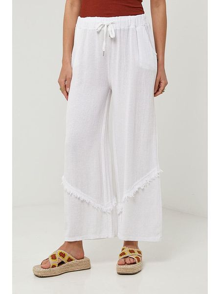 Lin Passion Spodnie w kolorze białym rozmiar: 38/40. Białe spodnie materiałowe Lin Passion, bez wzorów, z materiału, z standardowym stanem. Za 122.38 zł.