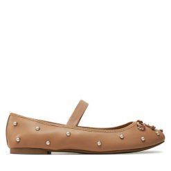 Baleriny Aldo. Brązowe baleriny Aldo, bez wzorów, bez obcasa. Za 229.99 zł.