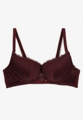Ciemnofioletowy Elegancki Biustonosz z Koronką i Zapięciem na Haftki Mairiel. Fioletowe biustonosze Renee, bez wzorów, z jeansu. Za 34.99 zł.