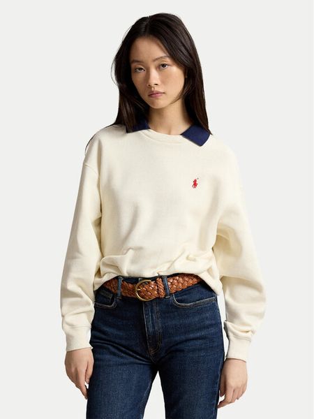 Polo Ralph Lauren Bluza 211B17785002 Kremowy Relaxed Fit. Białe bluzy Polo Ralph Lauren, xs, bez wzorów, z bawełny, bez kaptura. Za 859.99 zł.