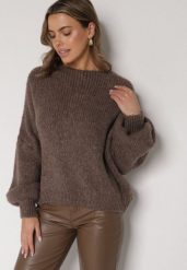 Jasnobrązowy Kardigan Oversize z Wełną Zdobiony Kokardkami Eleathalie. Brązowe kardigany Born2be, z aplikacjami, z jeansu. Za 139.99 zł.