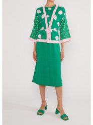 Blutsgeschwister Kardigan "Mingle Mangleartistic" w kolorze zielono-jasnoróżowym rozmiar: M. Zielone kardigany Blutsgeschwister, m, bez wzorów, z bawełny. Za 182.72 zł.