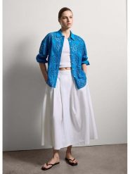 STEFANEL Bluzka w kolorze niebieskim rozmiar: S. Niebieskie bluzki Stefanel, s, bez wzorów, z bawełny, bez kołnierzyka, bez ramiączek. Za 208.99 zł.