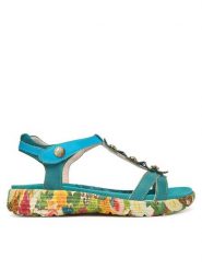 Laura Vita Sandały Sanao 54 Turkusowy. Niebieskie sandały Laura Vita, bez wzorów, ze skóry, bez obcasa, na płaskiej podeszwie, bez zapięcia. Za 399.99 zł.