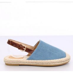 Espadryle z odkrytą piętą niebieskie HH-119 BLUE/CAMEL. Niebieskie espadryle ButyModne, bez wzorów, z materiału, bez obcasa, bez zapięcia. Za 66.01 zł.