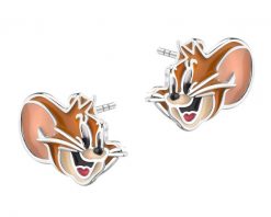 Kolczyki srebrne z emalią - Tom and Jerry, Jerry, Warner Bros. Discovery. Szare kolczyki Apart, srebrne. Za 179.00 zł.