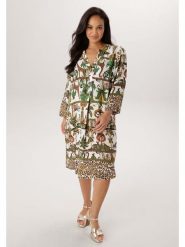 Aniston Sukienka w kolorze zielono-białym rozmiar: 48. Białe sukienki Aniston, na co dzień, bez wzorów, z wiskozy, bez kołnierzyka, bez ramiączek, midi, proste. Za 217.99 zł.