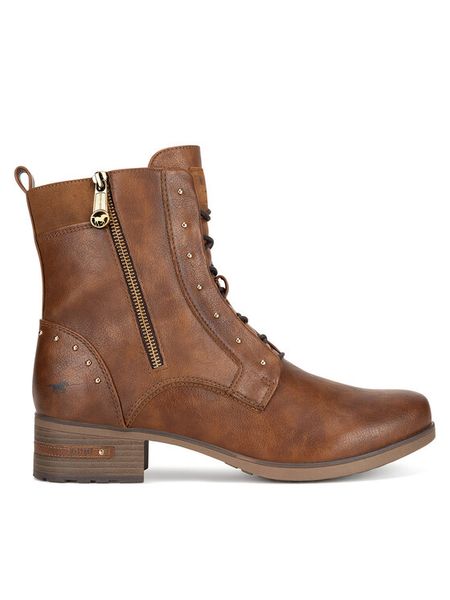 Mustang Trzewiki 1229-522 BIG Brązowy. Brązowe botki Mustang, bez wzorów, z materiału, bez obcasa, na słupku, bez zapięcia. Za 369.99 zł.