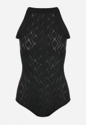 Czarne Body z Wiskozy o Tłoczonej Fakturze Idolina. Czarne body Born2be, s, bez wzorów, z jeansu. Za 119.99 zł.