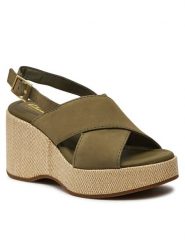 Clarks Sandały Manon Wish 26176302 Zielony. Zielone sandały Clarks, bez wzorów, ze skóry, bez obcasa, na koturnie, bez zapięcia. Za 399.99 zł.