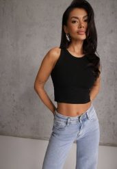 Czarny Top na Ramiączkach Basic Prążkowany Zitira. Czarne topy Renee, m, bez wzorów, z jeansu, bez kołnierzyka, bez ramiączek. Za 39.99 zł.