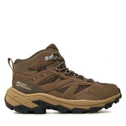 Trekkingi Jack Wolfskin. Brązowe obuwie sportowe Jack Wolfskin, bez zapięcia, trekkingowe. Za 649.99 zł.
