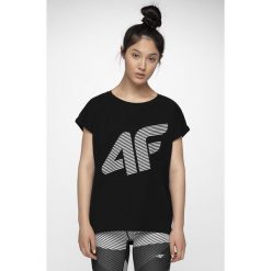 T-shirt damski TSD012 - głęboka czerń. T-shirty 4f, bez wzorów, bez kołnierzyka, bez ramiączek. W wyprzedaży za 34.99 zł.