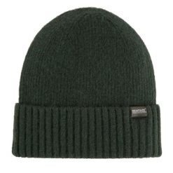 Czapka Damska Prążkowana Basic. Zielone czapki Regatta, bez wzorów, z materiału. Za 54.99 zł.