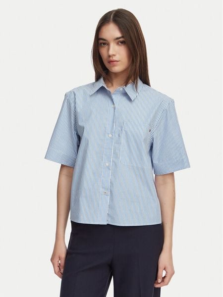 Tommy Hilfiger Koszula WW0WW48899 Niebieski jasny Relaxed Fit. Niebieskie koszule TOMMY HILFIGER, l, bez wzorów, z bawełny, bez kołnierzyka, bez ramiączek. Za 239.99 zł.