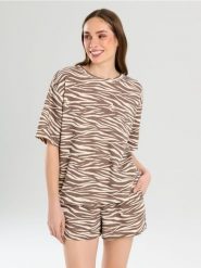Bluza z krótkim rękawem w zeberkę - wielobarwny. Bluzy Sinsay, l, bez wzorów, bez kaptura. Za 39.99 zł.