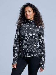 Bluza narciarska - Damska - Cabin Life - Czarny wielokolorowy. Czarne bluzy POEDERBAAS, xl, bez wzorów, z elastanu, bez kaptura. Za 242.82 zł.