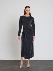 BGN Sukienka w kolorze antracytowym rozmiar: 38. Czarne sukienki BGN, na imprezę, z aplikacjami, bez kołnierzyka, bez ramiączek, maxi. Za 187.99 zł.