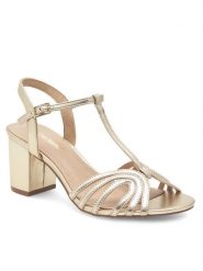 Clara Barson Sandały LS4487-16 Złoty. Żółte sandały Clara Barson, bez wzorów, z syntetyku, bez obcasa, na słupku, bez zapięcia. Za 119.99 zł.