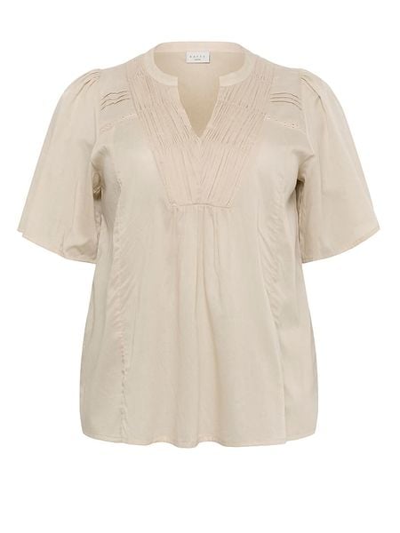 KAFFE curve Bluzka w kolorze beżowym rozmiar: 48. Brązowe bluzki KAFFE curve, bez wzorów, z bawełny, bez kołnierzyka, bez ramiączek. Za 43.68 zł.