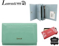 Portfel lakierowany Lorenti 76112-SH-RFID-14 miętowy. Zielone portfele LORENTI, bez wzorów, z lakierowanej skóry. Za 115.89 zł.