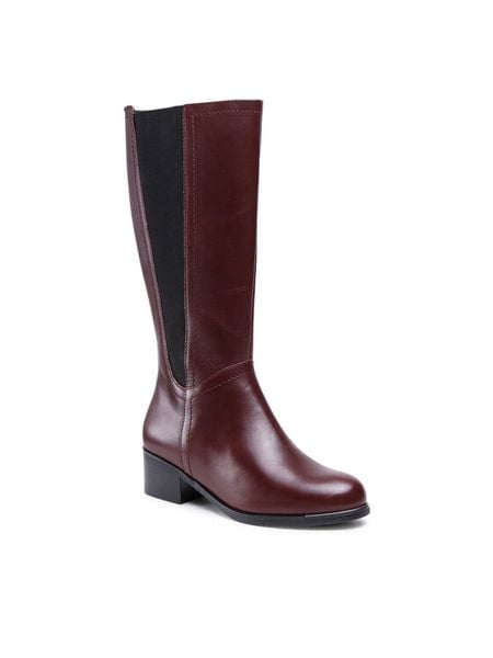 Go Soft Kozaki RST-AUGUSTA-11A Bordowy. Czerwone kozaki GO SOFT, ze skóry, bez obcasa, na słupku, bez zapięcia. Za 379.99 zł.