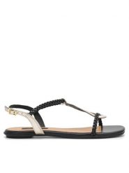 Gino Rossi Sandały MARCHE 222313 Czarny. Czarne sandały Gino Rossi, bez wzorów, ze skóry, bez obcasa, na płaskiej podeszwie, bez zapięcia. Za 229.99 zł.