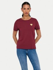 ONLY T-Shirt Kita 15244714 Bordowy Regular Fit. Czerwone t-shirty Only, xs, bez wzorów, z bawełny, bez kołnierzyka, bez ramiączek. Za 59.99 zł.