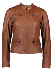 HIS Skórzana kurtka w kolorze karmelowym rozmiar: 40. Brązowe kurtki HIS, bez wzorów, ze skóry, bez kaptura. Za 478.99 zł.