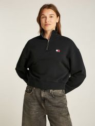 TOMMY JEANS Bluza w kolorze czarnym rozmiar: XS. Czarne bluzy Tommy Jeans, xs, bez wzorów, z bawełny, bez kaptura. Za 189.29 zł.
