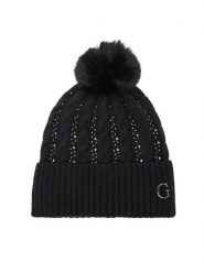 Guess Czapka AW5385 POL01 Czarny. Czarne czapki Guess, z aplikacjami, z materiału. Za 159.99 zł.
