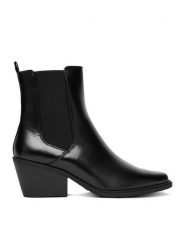 JENNY Botki CEO-WJP-171 Czarny. Czarne botki Jenny, bez wzorów, z materiału, bez obcasa, na słupku, bez zapięcia. Za 169.99 zł.