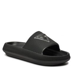 Klapki Guess. Czarne klapki Guess, z aplikacjami, bez obcasa. Za 159.99 zł.