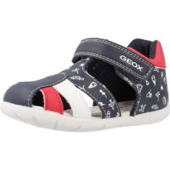 Sandały GEOX B ELTHAN B Niebieski. Niebieskie sandały Geox, bez wzorów, z syntetyku, bez obcasa, bez zapięcia. Za 132.99 zł.