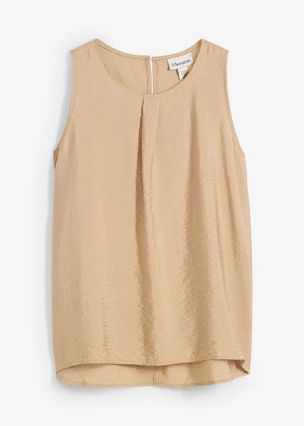 Top z lejącego materiału z wiskozą. Brązowe topy bonprix, bez wzorów, z wiskozy, bez kołnierzyka, bez ramiączek. Za 37.99 zł.