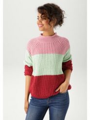 Aniston Sweter w kolorze czerwono-jasnozielono-jasnoróżowym rozmiar: 36. Czerwone swetry Aniston, bez wzorów, ze splotem, bez ramiączek. Za 48.05 zł.