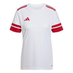 Koszulka damska adidas Squadra 25 Jersey. Białe bluzki Adidas, bez wzorów, z jersey, sportowe, bez kołnierzyka, bez ramiączek. Za 73.99 zł.
