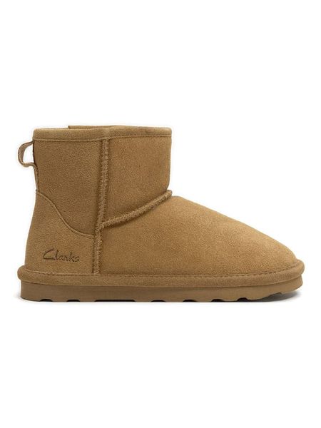 Clarks Skórzane botki zimowe w kolorze jasnobrązowym rozmiar: 37. Brązowe botki Clarks, na zimę, bez wzorów, ze skóry, bez obcasa, bez zapięcia. Za 203.99 zł.