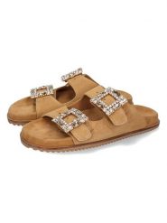 MELVIN & HAMILTON Skórzane klapki "Eve 1" w kolorze jasnobrązowym rozmiar: 42. Brązowe klapki Melvin & Hamilton, bez wzorów, ze skóry, z otwartym noskiem, bez obcasa. Za 304.99 zł.