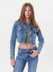 Guess Kurtka jeansowa W5YN53 D5QP2 Niebieski Regular Fit. Niebieskie kurtki Guess, s, z aplikacjami, z bawełny, bez kaptura. Za 619.99 zł.