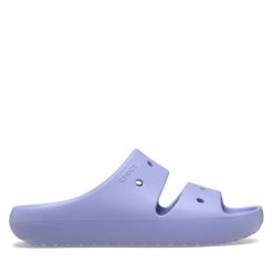 Klapki Crocs. Fioletowe klapki Crocs, bez wzorów, bez obcasa. Za 129.99 zł.